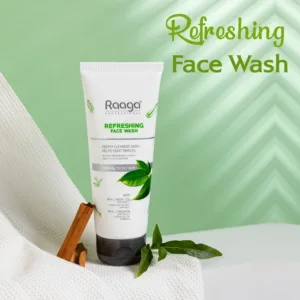Raaga Professional Refreshing Face Wash with Green Tea Extract and Cinnamon Extract | For Normal to Oily Skin | Deeply Cleanses Skin & Helps Fight Pimples (80 ml)