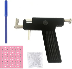 GadgetsDen Professional Steel Ear Nose Body Black Color Piercing Gun Shots Permanent Tattoo Kit